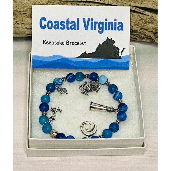 Coastal Virginia Keepsake Charm Bracelet stretch Agate - Picture 2 of 4